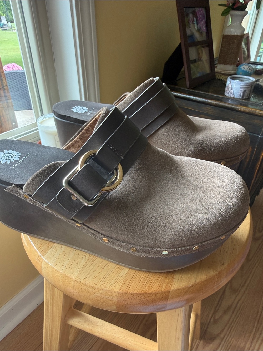 Yellow Box Brown Platform Clogs Buckle Mules Comfort Shoes Size 11 - Picture 5 of 10